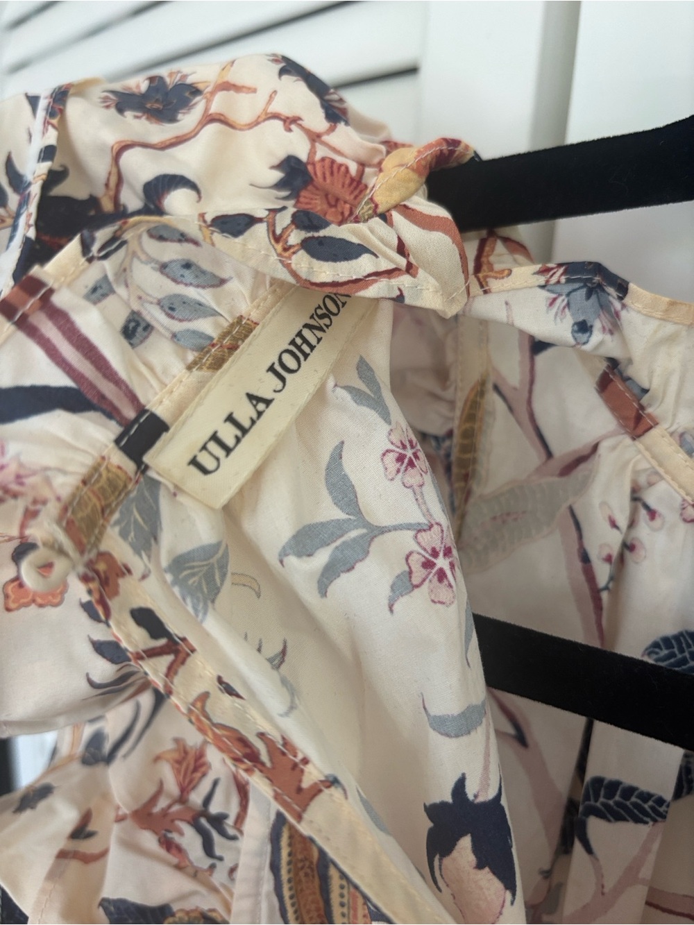 Ulla Johnson Cream Midi Dress with Navy and Rust Floral Print - Picture 3 of 4